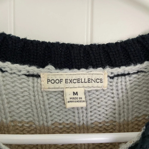 EUC | Poof Excellence women’s neutral colored striped acrylic sweater — medium - Picture 4 of 6